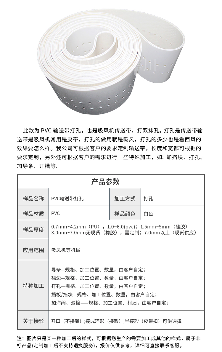 白色PVC輸送帶的細(xì)節(jié)圖片