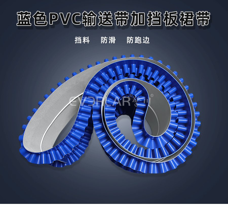 藍(lán)色PVC<a href='http://zgcinnotown.com.cn/shusongdai/' target='_blank'><u>輸送帶</u></a>加擋板裙帶詳情01